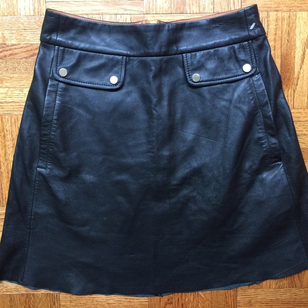 Zara Leather Mini skirt with Side Pockets XS